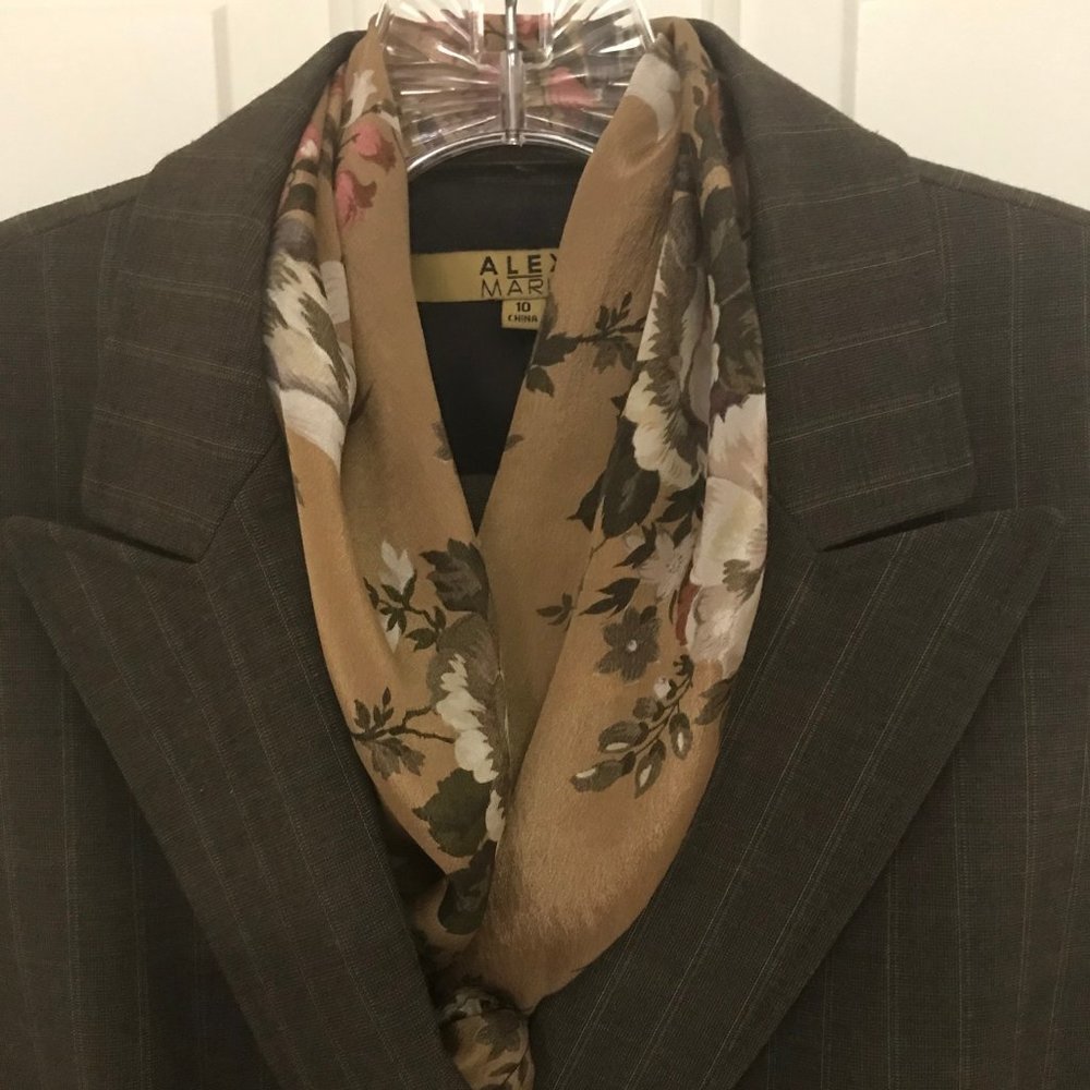 Echo 100% Silk Taupe and Pine Fall Scarf